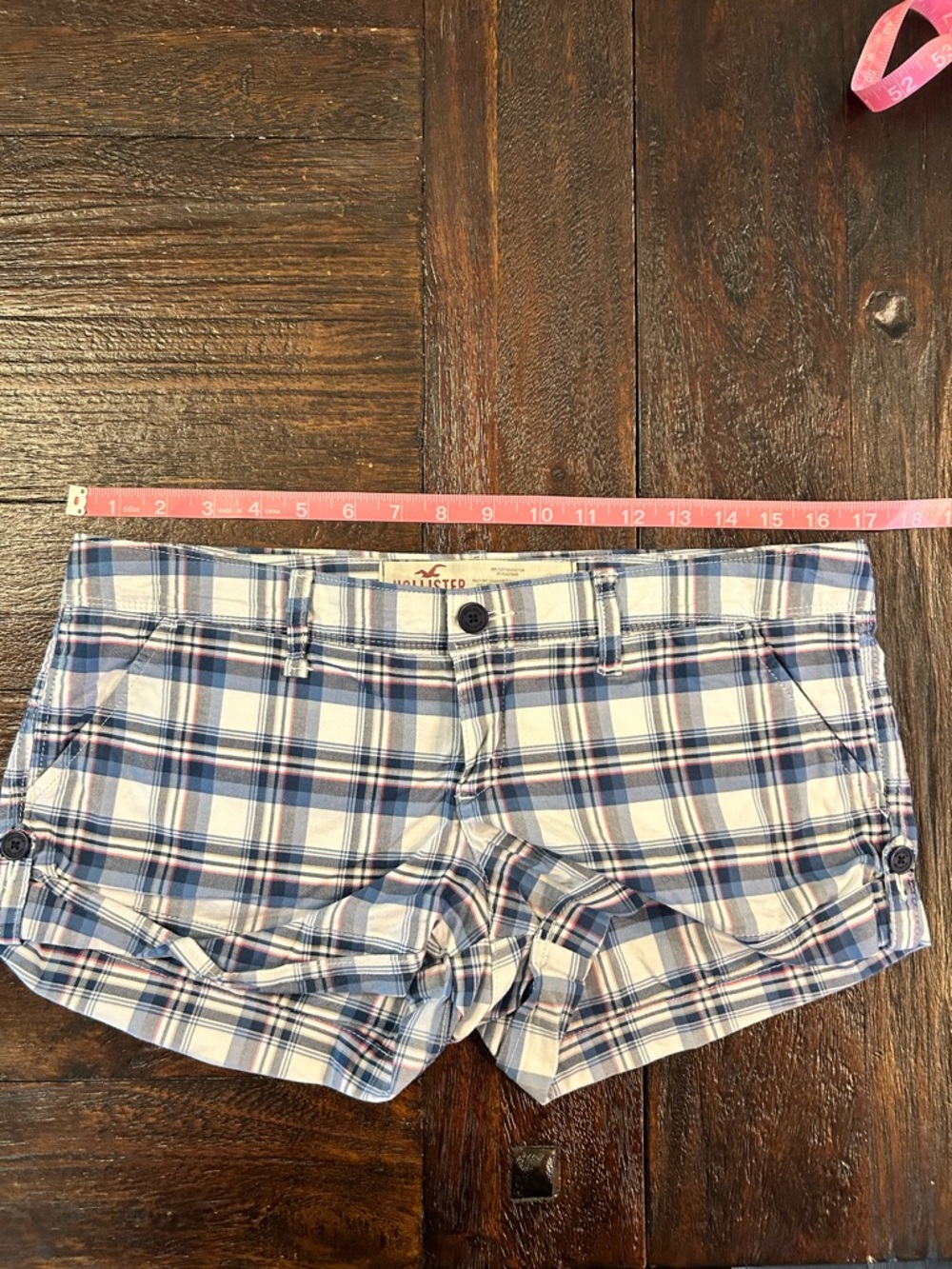 Hollister Y2K Vintage Low Rise Blue Plaid Micro Mini Shorts - Picture 10 of 10